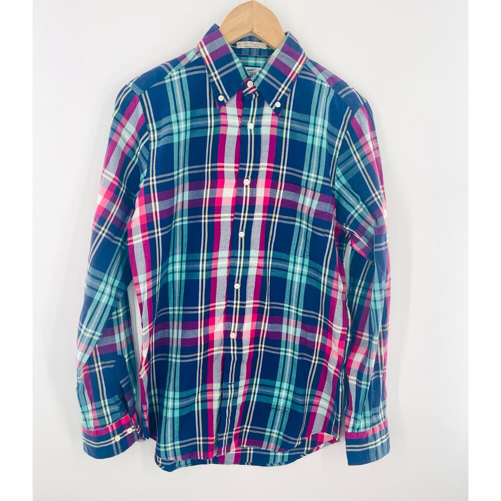 GANT Rugger THE HUGGER Plaid Button Down Long Sleeve Shirt Windblown Oxford